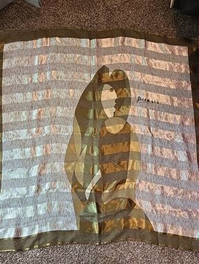 Picasso Picture W/Signature  Gold and Olive Decorative  Sc arf